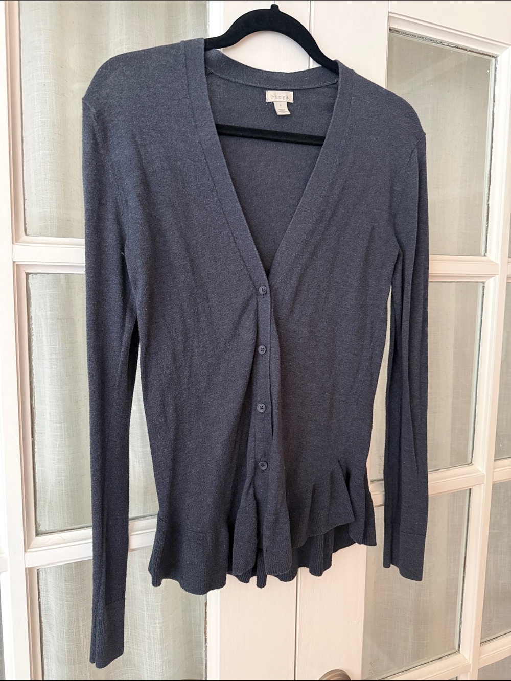 hinge Charcoal Gray V-Neck Button Front Sweater